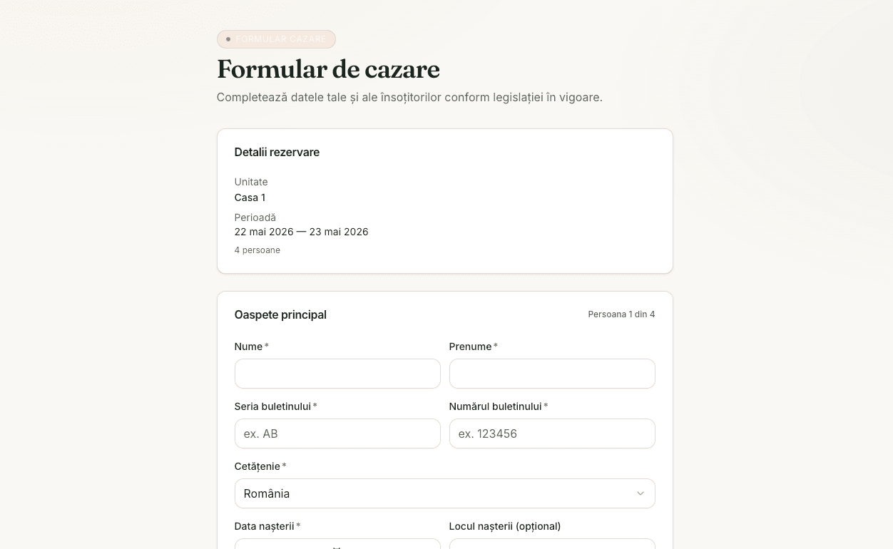 Formular oaspete