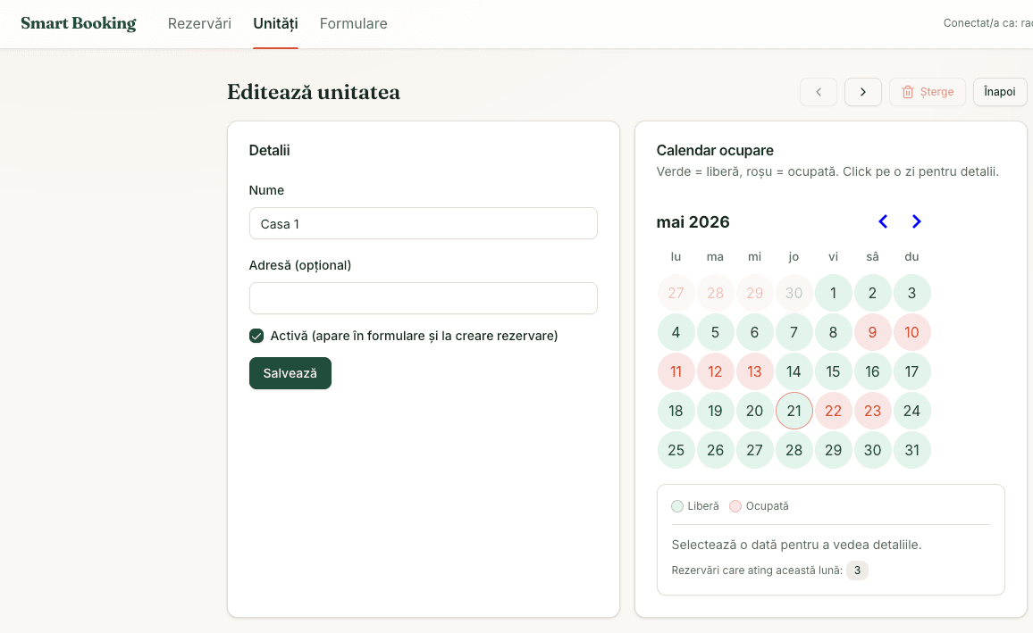 Calendar de ocupare